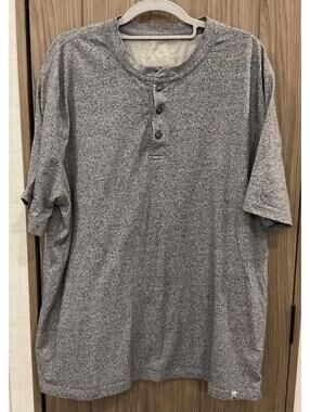 Ocean + Coast Mens Gray Short Sleeve Button Neck Tee Shirt Size XL